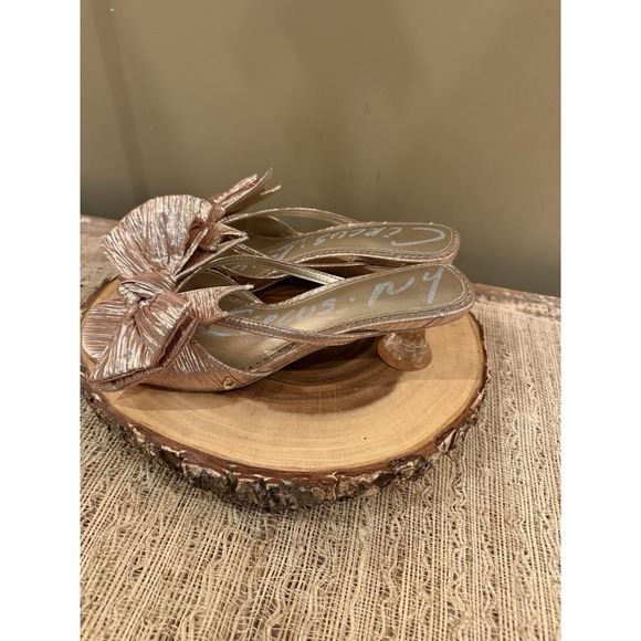 Circus NY by Sam Edelman Natalina Metallic Gold‎ Bow Kitten Heel Slide Sandals 8 - Picture 6 of 14